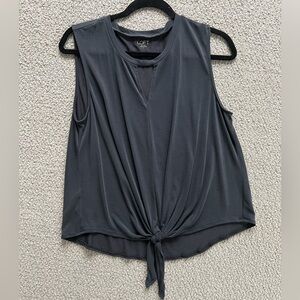 LOFT Charcoal Tie-Front Muscle Tee
